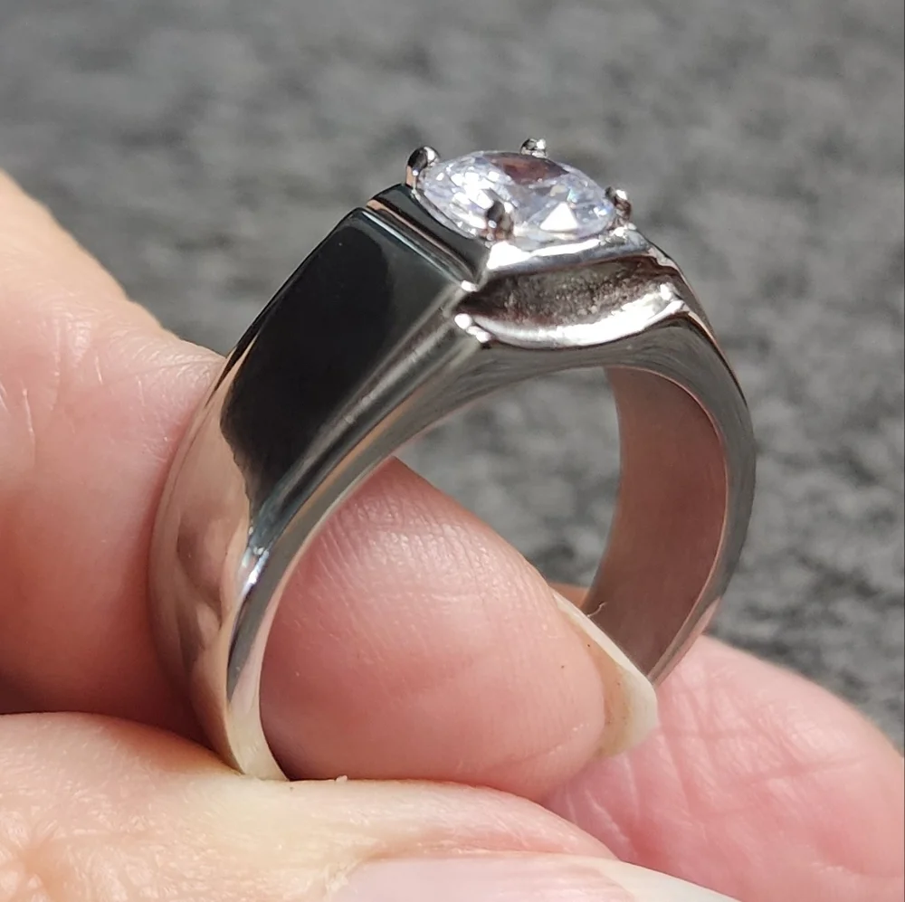 Moissanite Diamond Stainless Steel Mens Ring